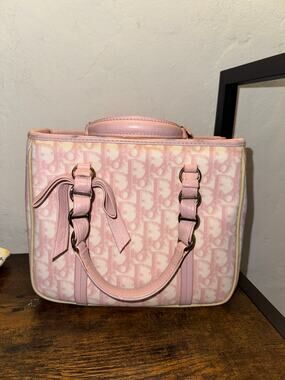 Christian Dior Vintage Y2K galliano Pink Monogram Bow Tote Bag
